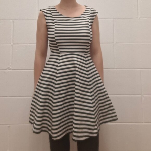 Lovely Day black and white striped mini dress size S - Picture 1 of 7